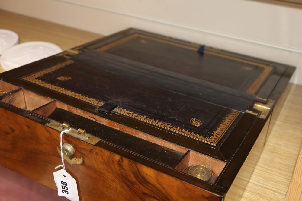 A Victorian walnut writing slope, length 40cm